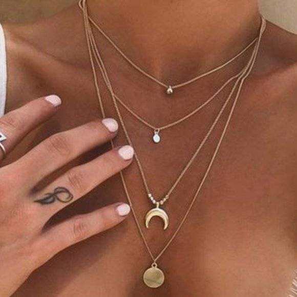 Gold Tone Necklace Multi-layer - Picture 1 of 4